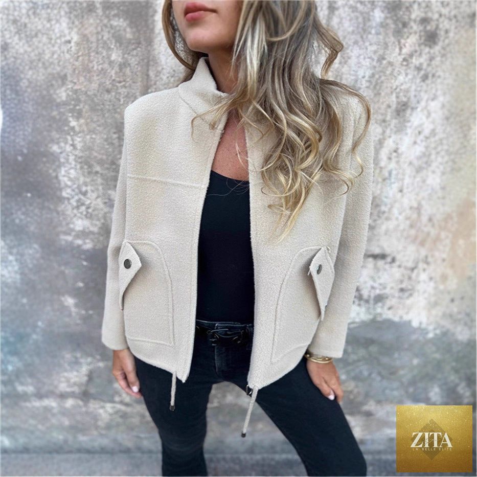 Women's professional blazer suit with lapel collar, available in multiple colors, featuring a tailored fit and classic design.
