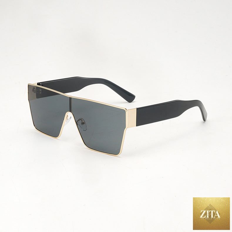 Square metal frame sunglasses by FitiqueFit featuring a stylish European hip-hop fashion design, with dark tinted lenses.