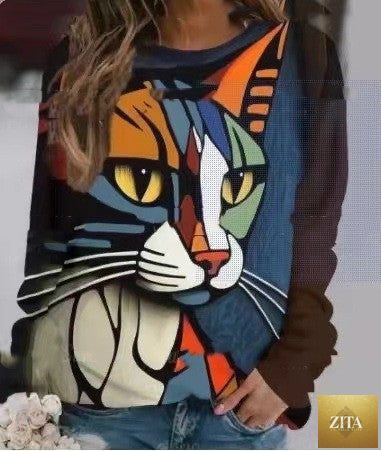 Round neck sweater with 3D digital print from Sell My Stuff, featuring a cozy knit design and vibrant graphic artwork.