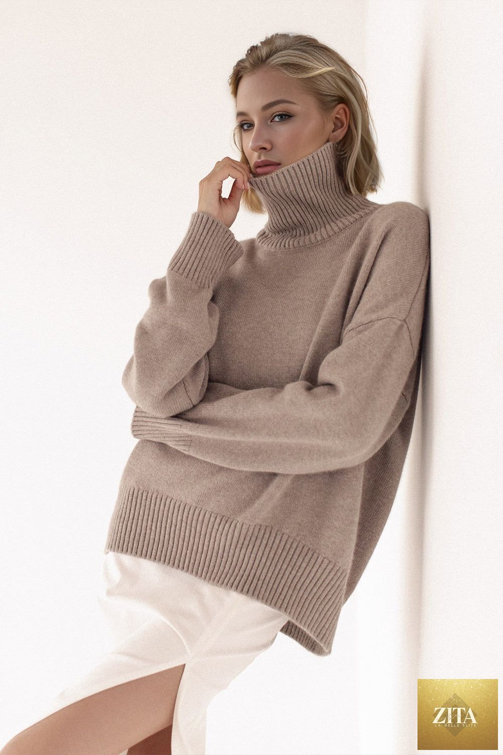 ShopBasicbae Basic Bae turtleneck sweater with dropped shoulders and long sleeves, in a cozy knit fabric.