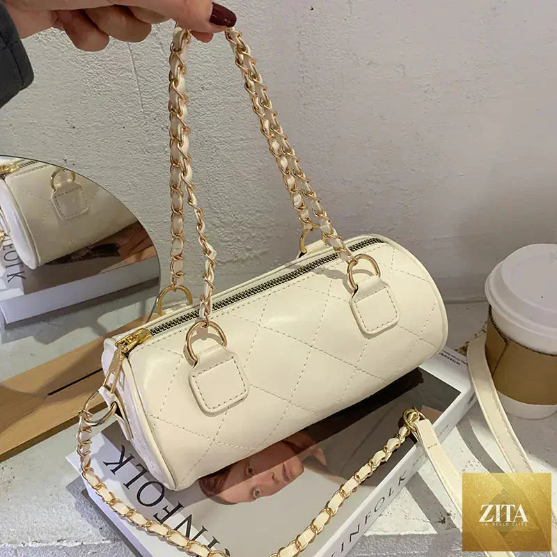Autumn fashion women's one-shoulder handbag by Trendy Attic Store01, stylish purse with a sleek design and neutral tones.