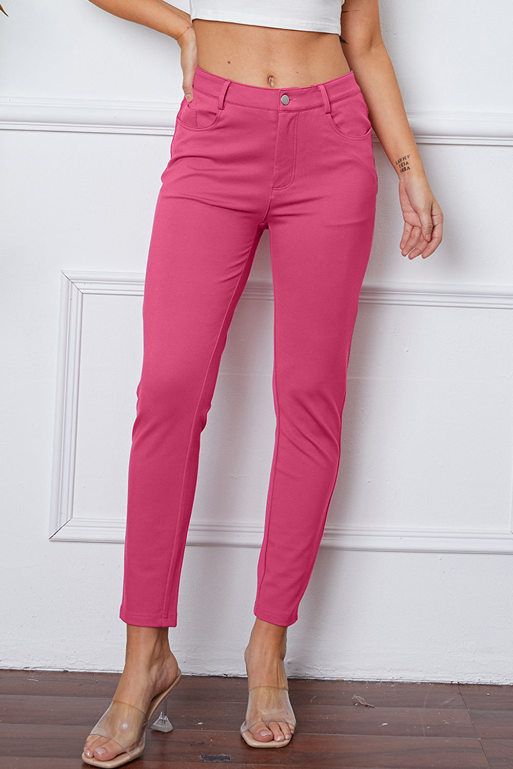 StretchyStitch Pants By Basic Bae Pocketed Opaque Stretch For Women All Day Comfort