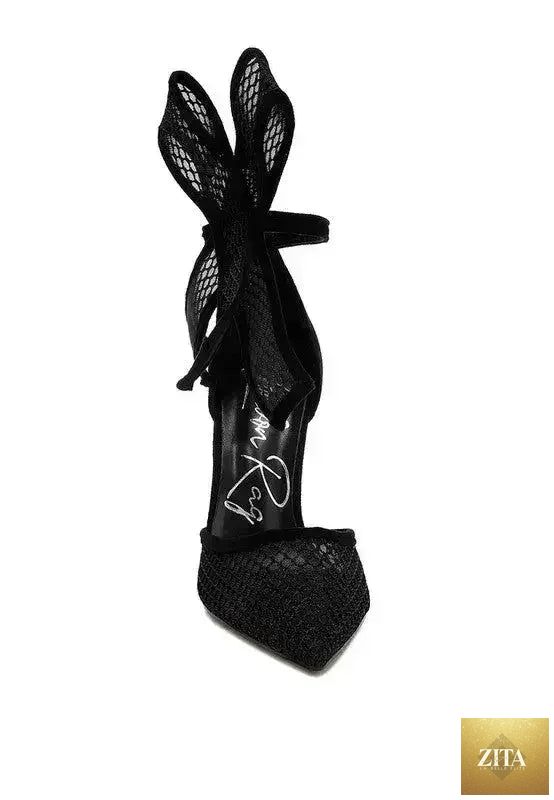 Zita La Belle Elite Regenta women's stiletto sandals with big bow detail, open toe design, beige color, and high heel.