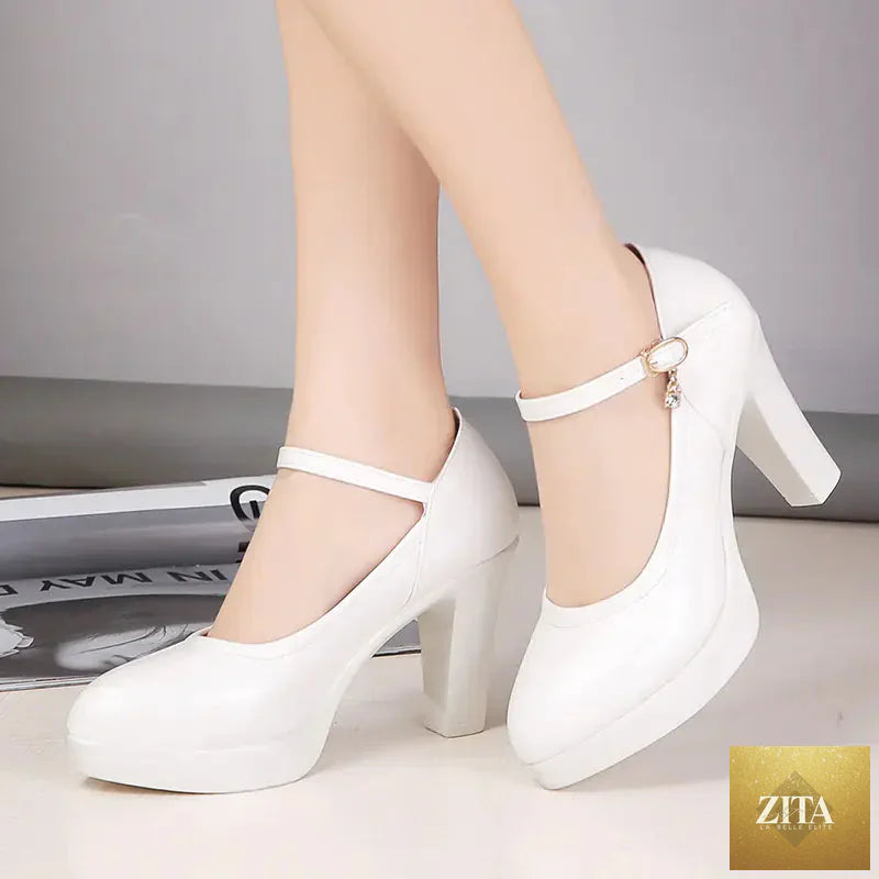 Pointed toe chunky women’s heels from Trendy Attic Store01, stylish and elegant footwear with a modern design.