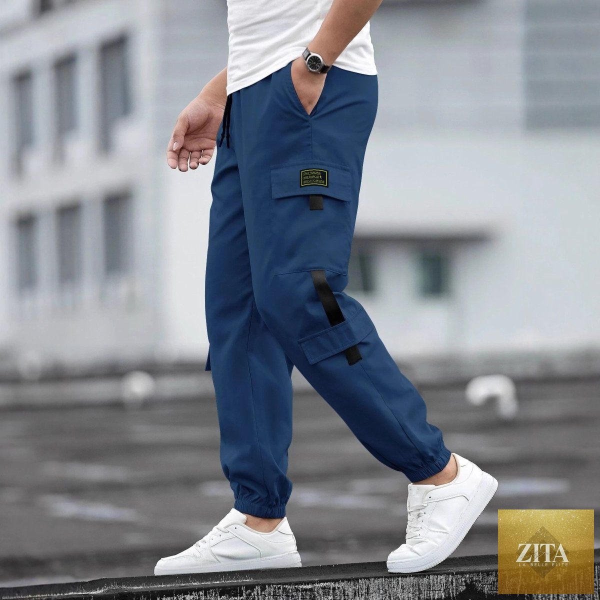 Mandotos men's retro jogger casual work pants with a relaxed fit, featuring tapered legs and comfortable waistband.