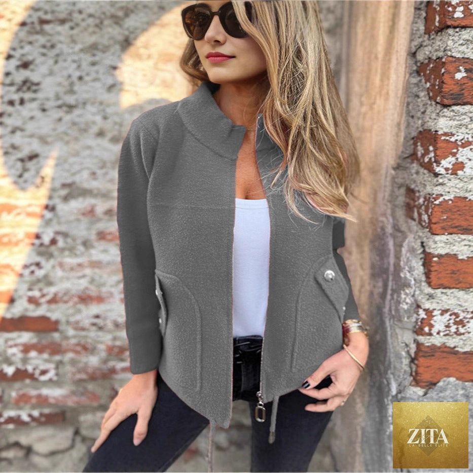 Women's professional blazer suit with lapel collar in multiple colors, stylish and tailored by Social Buzz eSIMs.