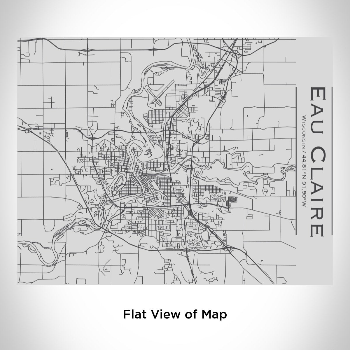 Eau Claire - Wisconsin Map Bottle with Bamboo Top Cyan Castor