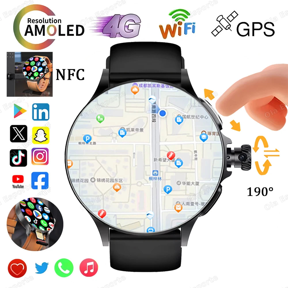 Sim Card NFC Smart Watch GPS Tracker 5G/WIFI BT Call 800W Camera 1.95Inch Payment Heart Rate Fitness Sport 1000Mah Smartwatch Me