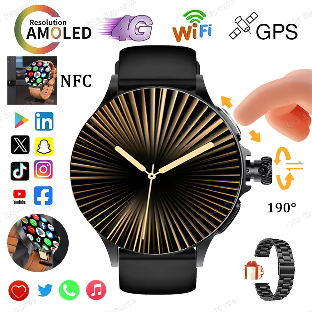 Sim Card NFC Smart Watch GPS Tracker 5G/WIFI BT Call 800W Camera 1.95Inch Payment Heart Rate Fitness Sport 1000Mah Smartwatch Me