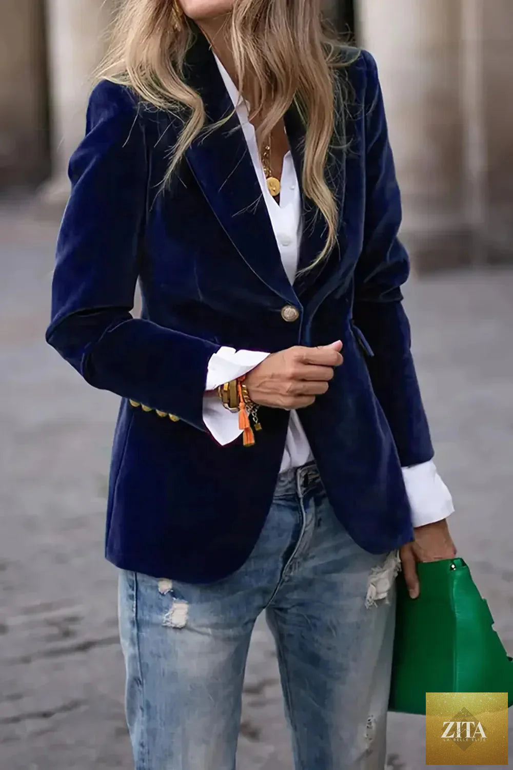 FitiqueFit women's casual blazer with one-button lapel collar and long sleeves, stylish and versatile for everyday wear.