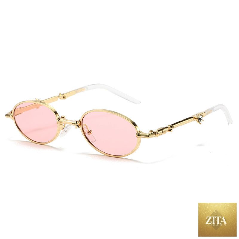 Foldable small frame light-tinted sunglasses for women by FitiqueFit, stylish and compact eyewear with a luxury design.