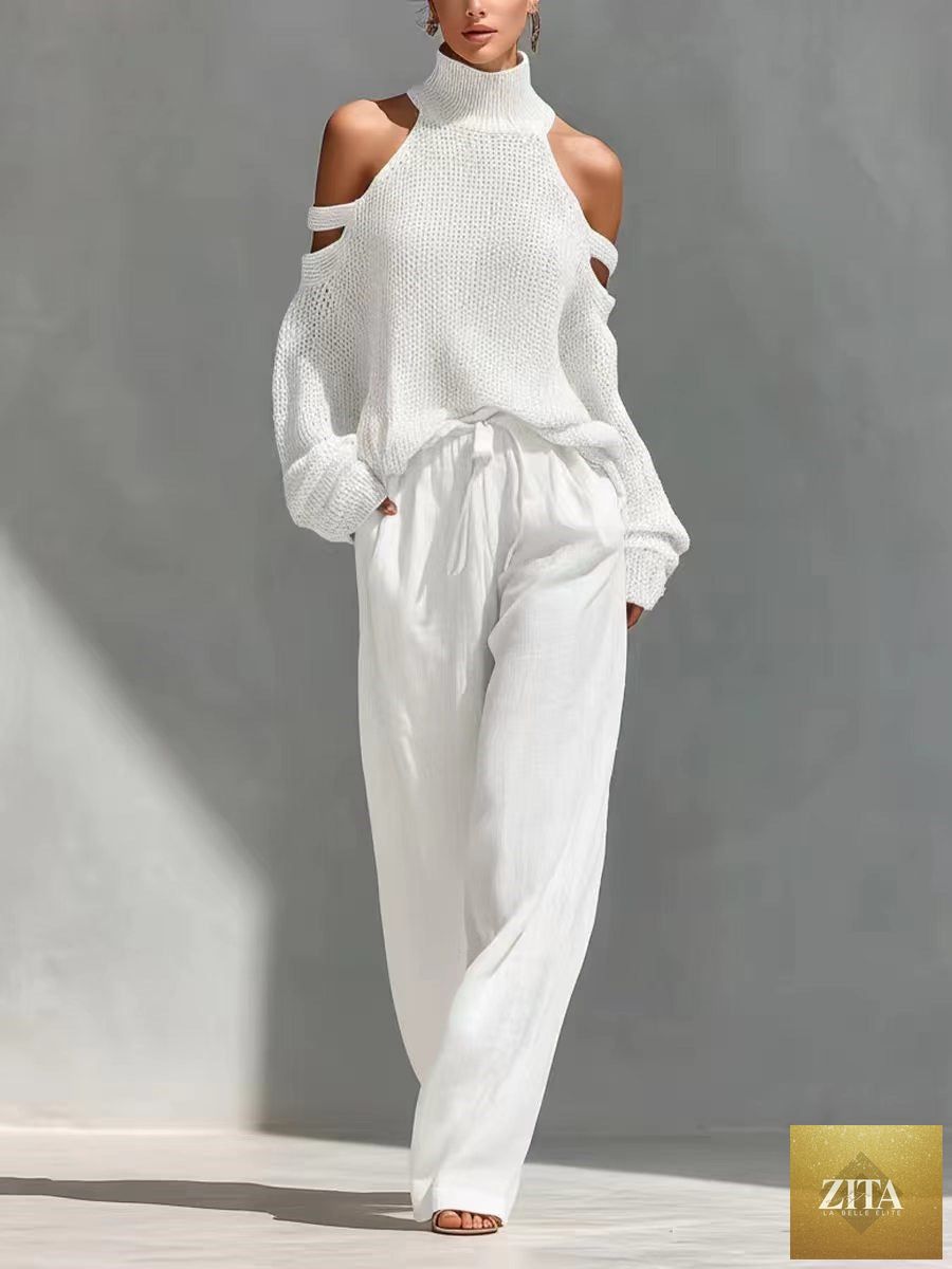 Zita La Belle Elite women's long-sleeve turtleneck top and matching pants set, casualwear, in a stylish, elegant design.