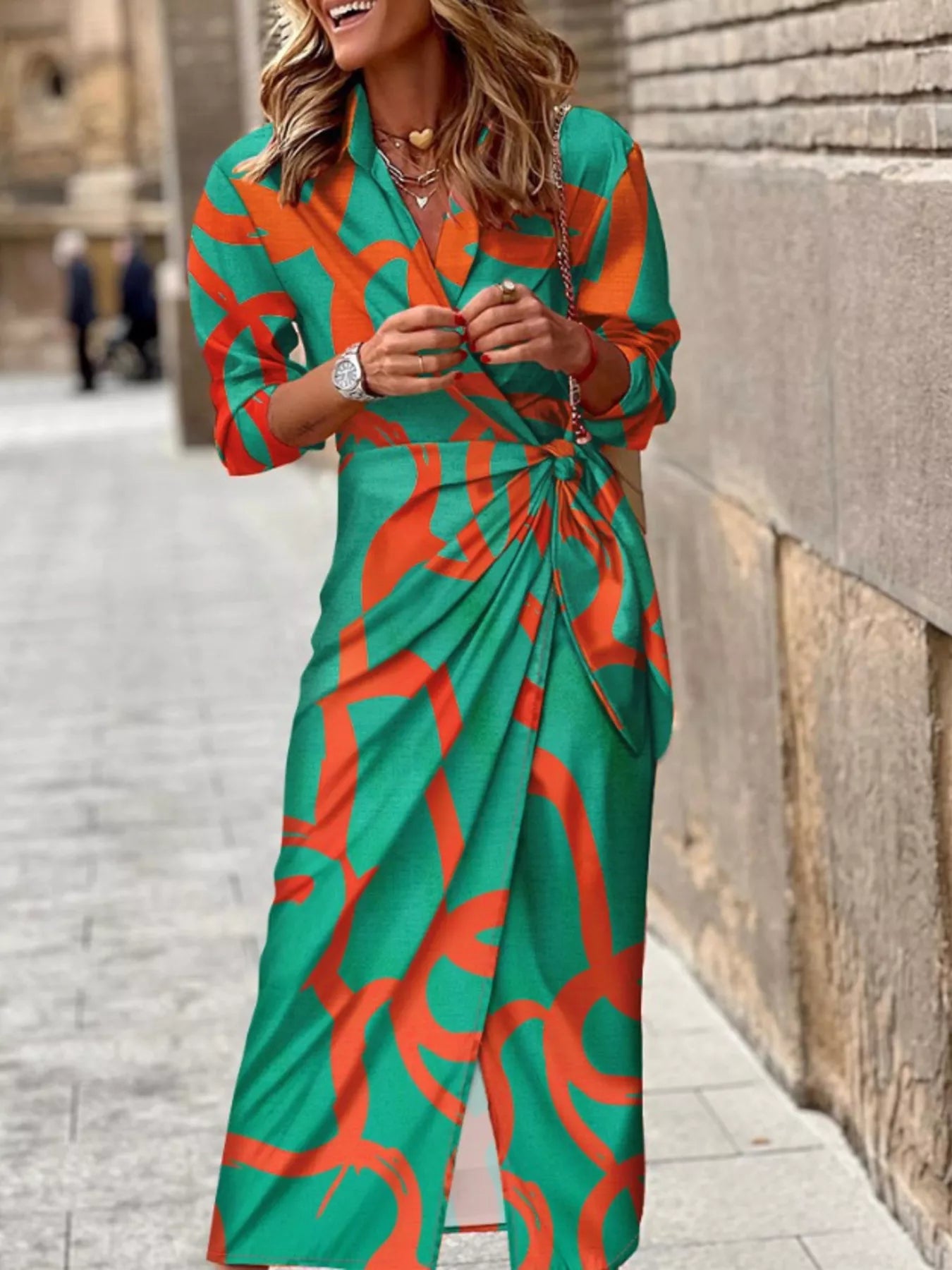 Printed collared neck shirt dress from Shopiebay featuring a button-down front and stylish design, perfect for casual wear.