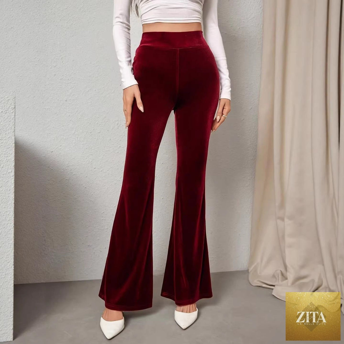 Casual high-waisted women's flared pants from My Store, slim fit with a flattering silhouette and comfortable fabric.
