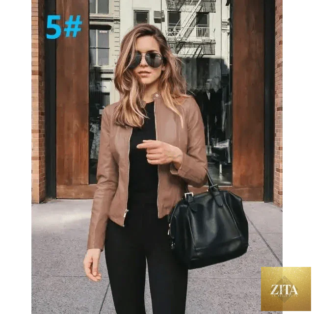 Stevvex women's solid color PU leather jacket for autumn and winter, long-sleeved, stylish, and warm fashion outerwear.