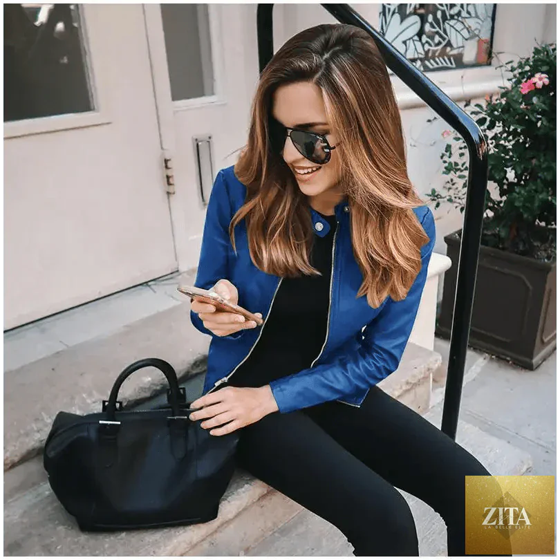 Stevvex women's solid color PU leather jacket for autumn and winter, long-sleeved, warm, stylish fashion outerwear