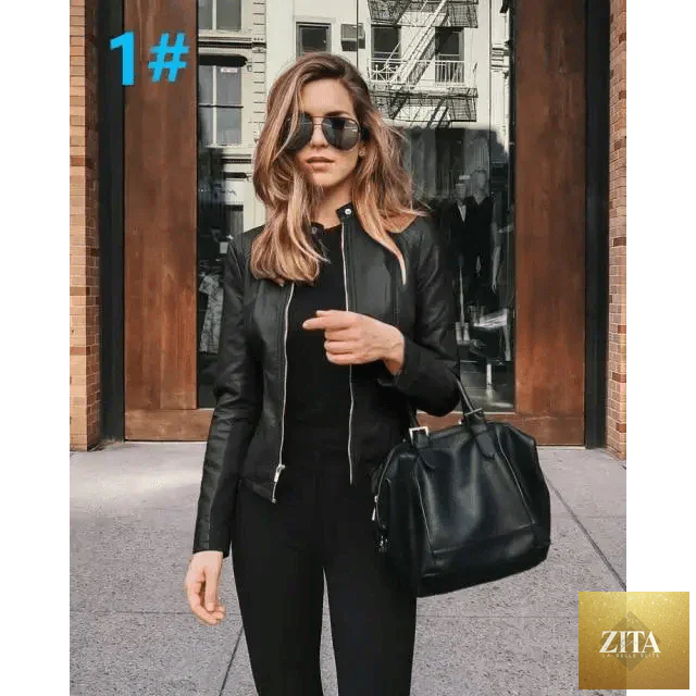 Stevvex women's solid color PU leather jacket for autumn and winter, long-sleeved, stylish and warm women's fashion outerwear.
