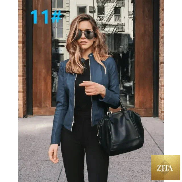 Stevvex women's solid color PU leather jacket with long sleeves, designed for autumn and winter warmth and fashion.