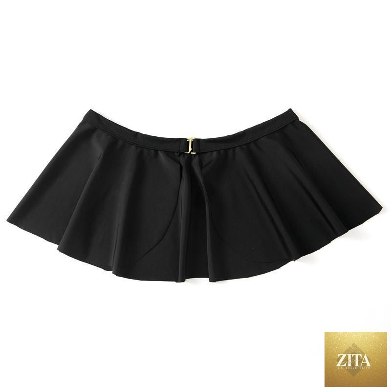 Stevvex elegant black high-waist bikini set with off-shoulder ruffles, push-up design, and beach skirt for summer swimwear.