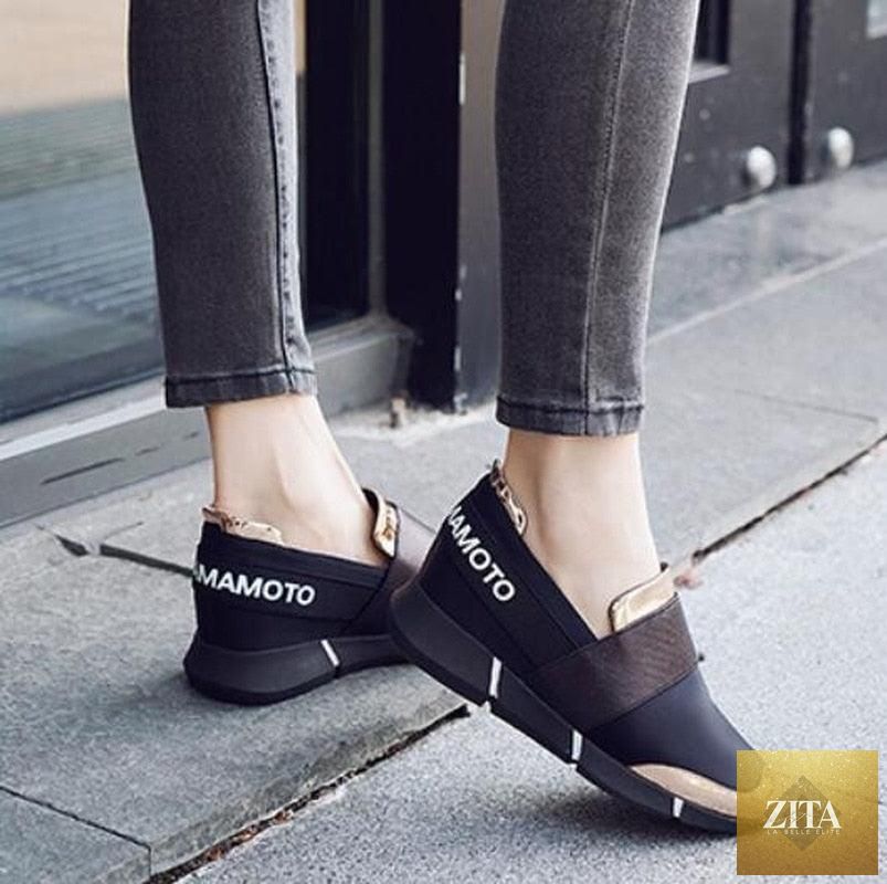 Stevvex black slip-on women's casual sneakers with thick soles, lightweight espadrilles for walking and running, soft and comfortable.