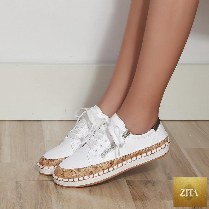 Elegant floral women's sneakers by Stevvex featuring printed lace-up design, round toe, flat casual style, perfect for walking.