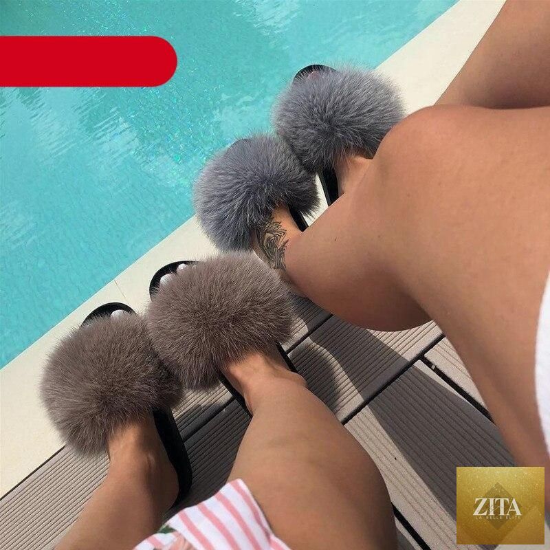 Elegant Stevvex indoor fur summer flat sandals with plush fuzzy open-toe design and fur slip-on style for women.