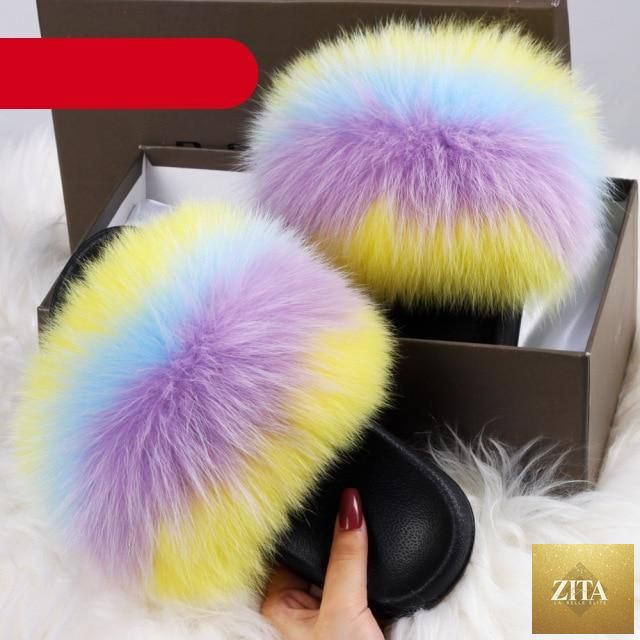 Stevvex indoor fur summer flat sandals for women with open toe, plush fluffy fur, slip-on design, ideal for beach or casual wear.