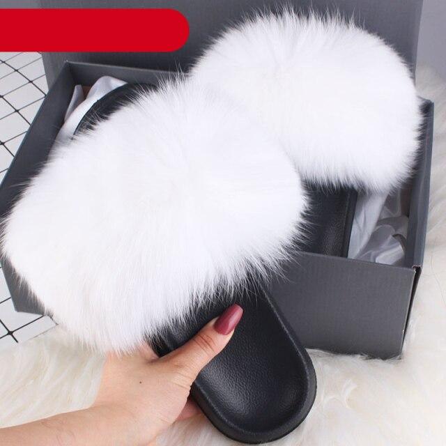 Stevvex women's indoor fur slippers with plush fluffy open-toe design, featuring fox fur and feather details for cozy comfort.