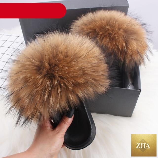 Stevvex fuzzy fur slides for women, open-toe summer flat sandals with plush, fluffy fur and feather accents.