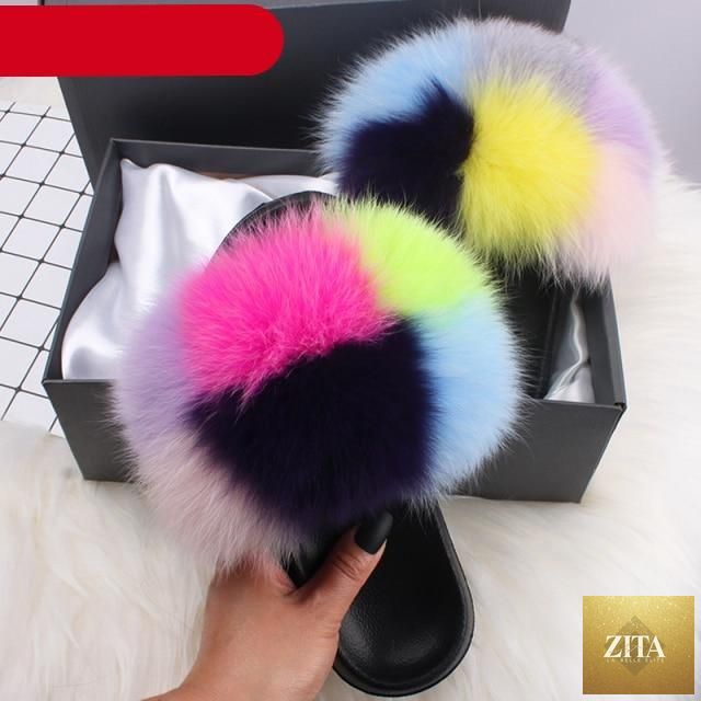 Stevvex fuzzy open-toe indoor fur summer flat sandals with plush fur, feather accents, slip-on design, ideal for women.