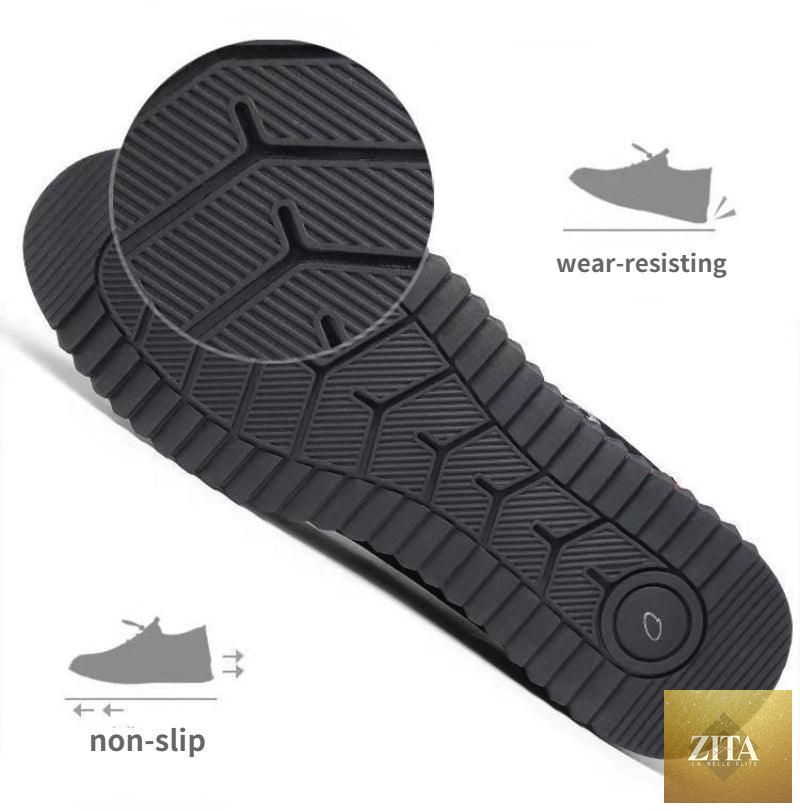 Stevvex men's black leather casual slip-on sneakers with low-top design, breathable, lightweight, anti-slip sole, suitable for walking and business.
