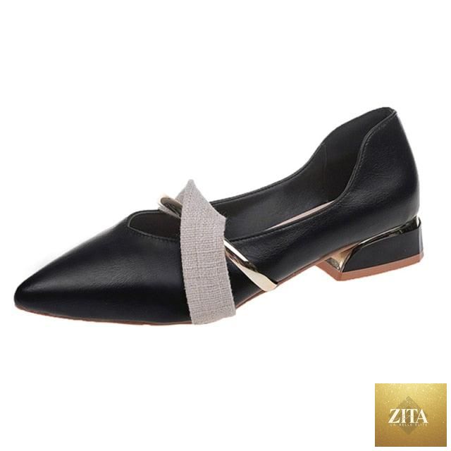 Stevvex elegant low heel women’s summer slip-on loafers with pointed toes, backless design, and comfortable slide style.