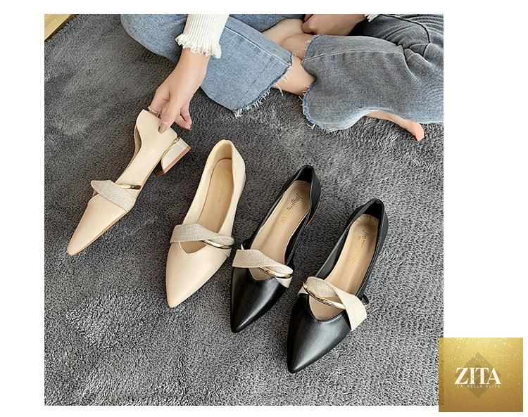 Stevvex elegant low heel women's summer slip-on loafers with pointed toe, backless design, comfortable slide shoes for office wear