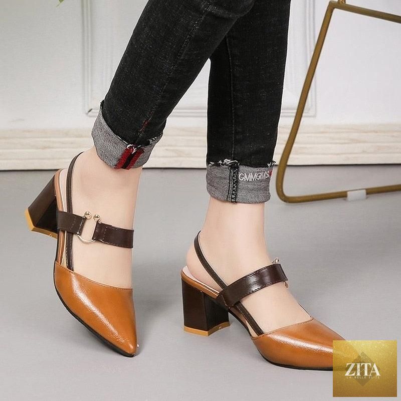 Stevvex women's summer office sandals featuring pointed toe, slip-on design, low heels, closed toe mules, and stylish flat shoes.