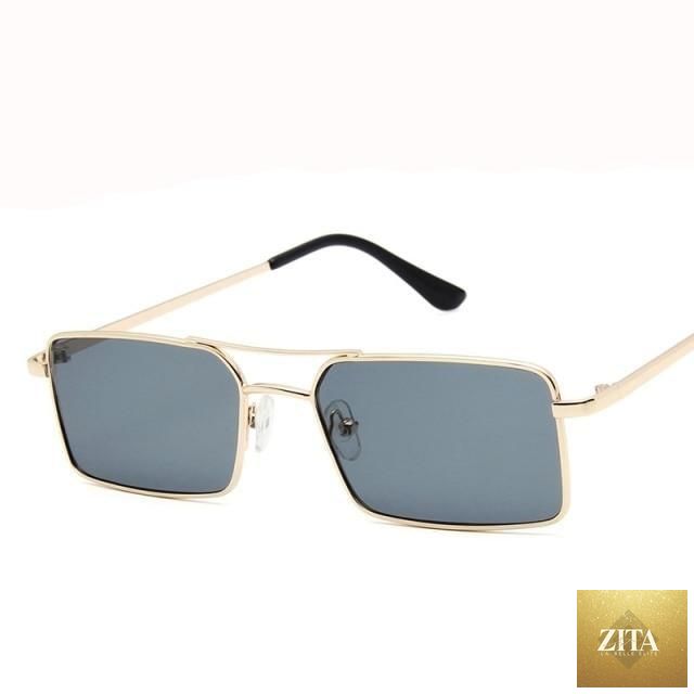 Stevvex luxury square sunglasses for women and men, lightweight metal frames, retro design, outdoor suitable, black color.