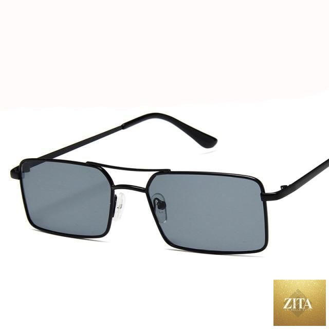 Stevvex black square sunglasses for women and men, lightweight metal frame, retro design, outdoor luxury eyewear.