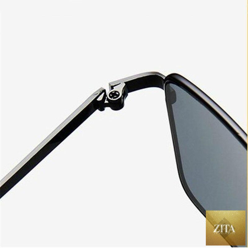 Stevvex luxury square sunglasses for women and men, high-quality metal frames, lightweight outdoor eyewear with a retro design in black.