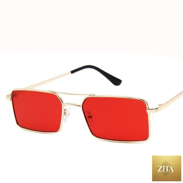 Stevvex black square sunglasses with metal frame, lightweight design, suitable for women and men, featuring a retro style.