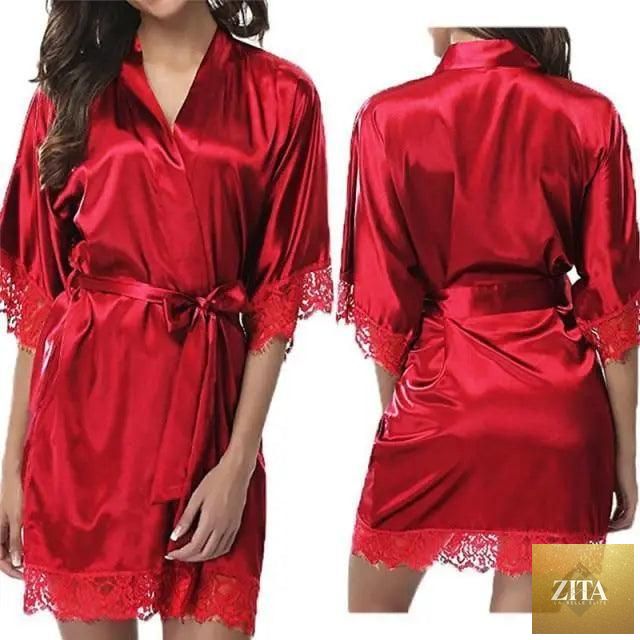 Stevvex elegant white silk short women's bathrobe with classic soft design, perfect for comfortable indoor sleepwear.