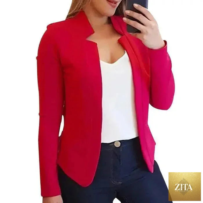 Elegant women’s Stevvex blazer with long sleeves, solid color, tailored fit, suitable for office or formal occasions.