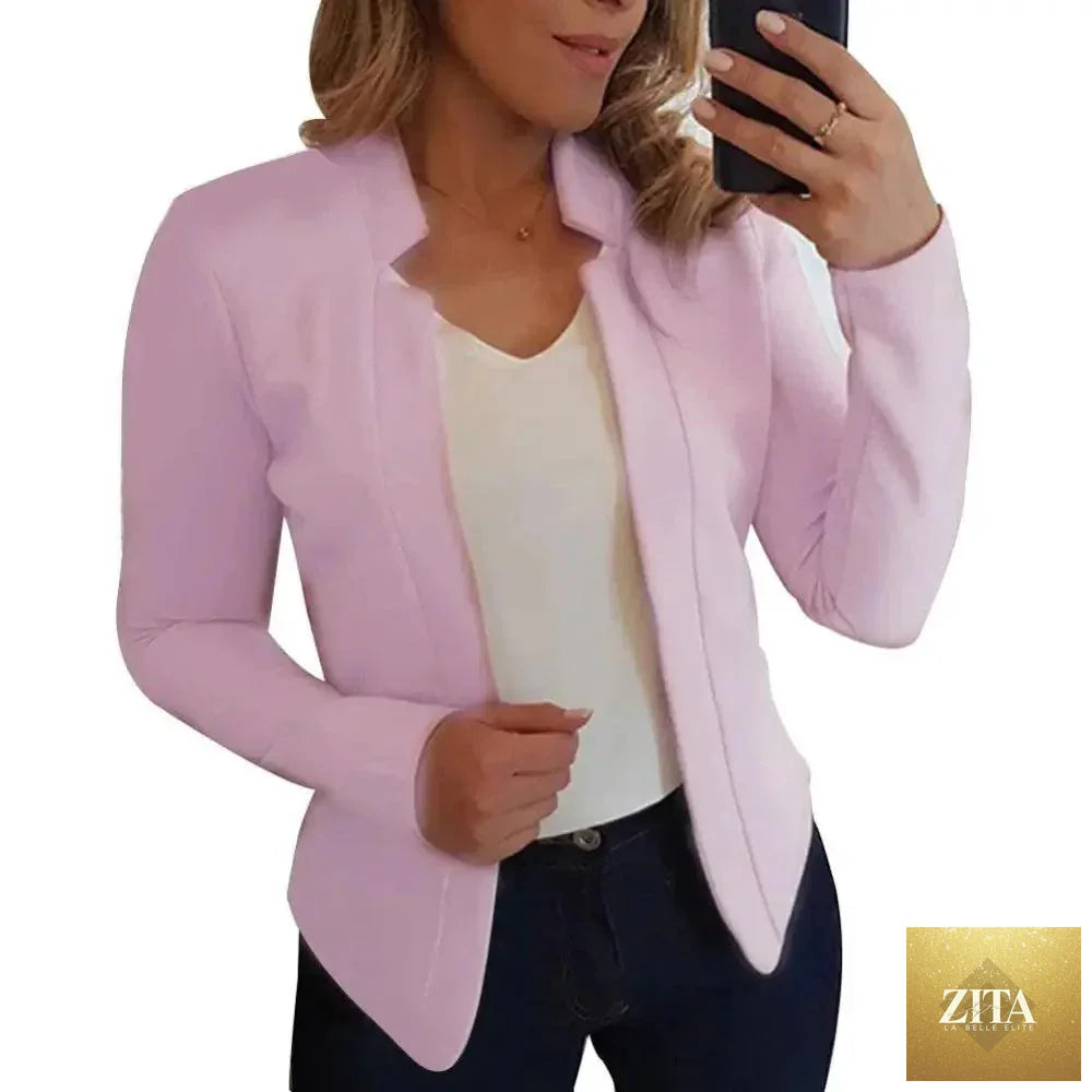 Elegant Stevvex women's blazer with long sleeves, solid color, tailored fit, suitable for office or formal occasions.