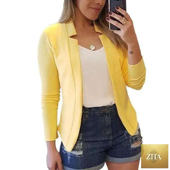 Elegant women’s Stevvex blazer with long sleeves, solid color, suitable for office or casual wear, stylish and versatile.