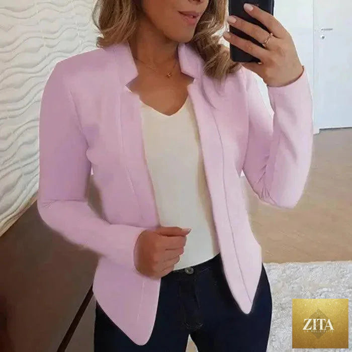 Elegant Stevvex women's blazer with long sleeves, solid color, ideal for office or formal occasions, stylish and versatile.