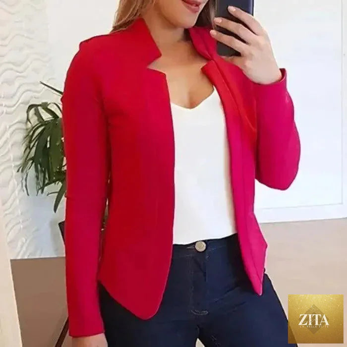 Elegant women’s Stevvex blazer with long sleeves, solid color, slim fit, perfect for office or formal occasions.