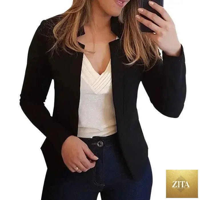 Elegant women’s Stevvex blazer with long sleeves, solid color, tailored for office or formal wear, stylish and versatile.