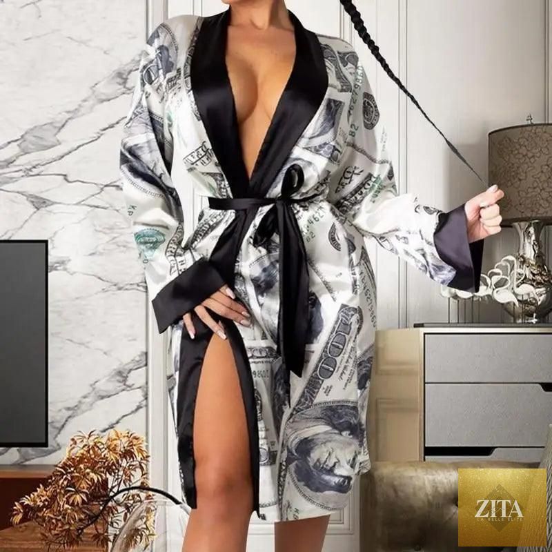 Stevvex women's vintage indoor bathrobe, long, soft, modern design, comfortable sleepwear for women, ideal for relaxing at home