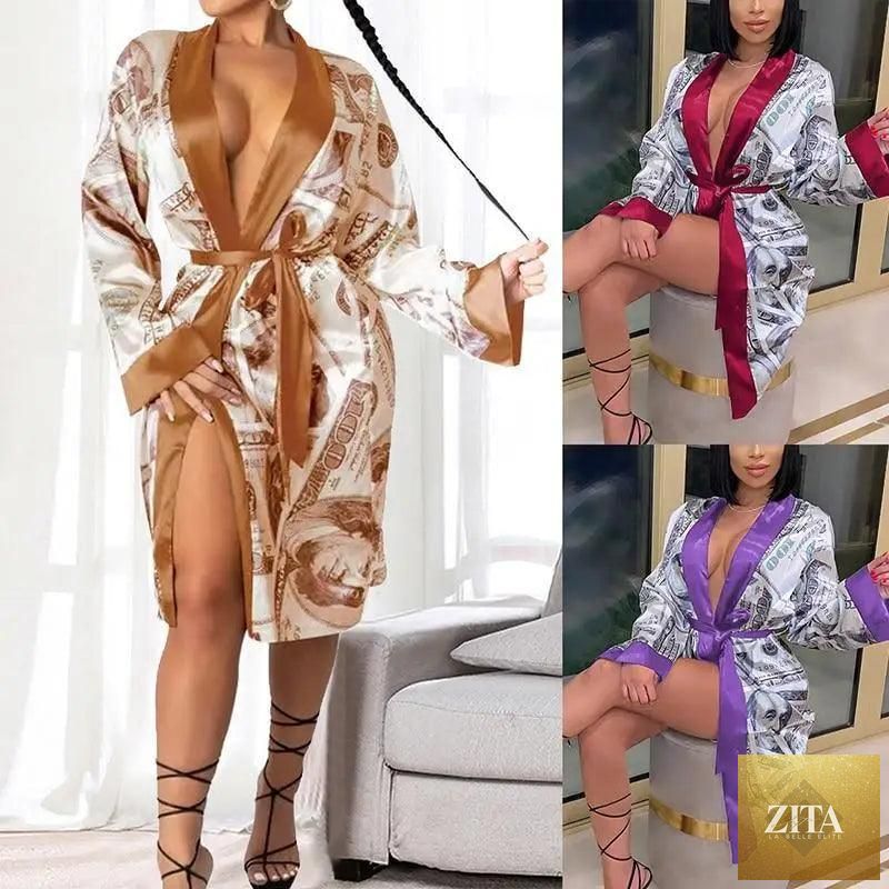 Stevvex elegant women's indoor bathrobe with modern design, long length, soft fabric, and comfortable fit for cozy indoor wear.