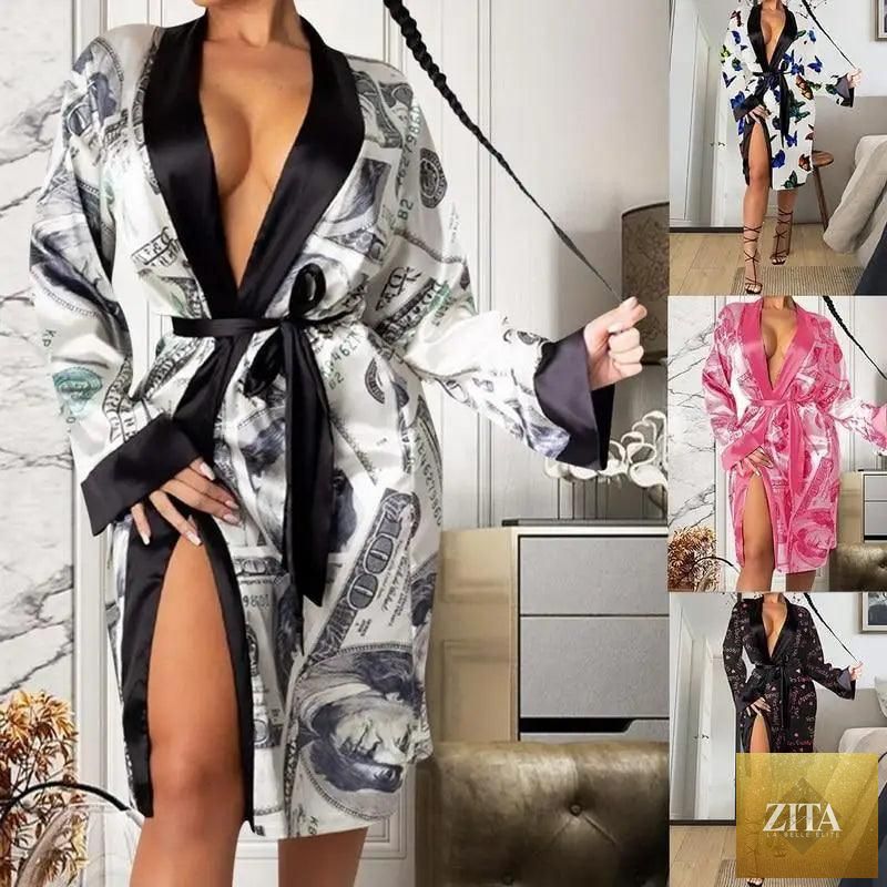 Stevvex vintage women's indoor bathrobe with modern design, long, soft, and comfortable sleepwear for women.