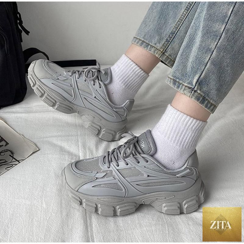 Elegant Stevvex women's sneakers with lace-up design, thick platform, leather upper, lightweight casual shoes for comfortable everyday walking.