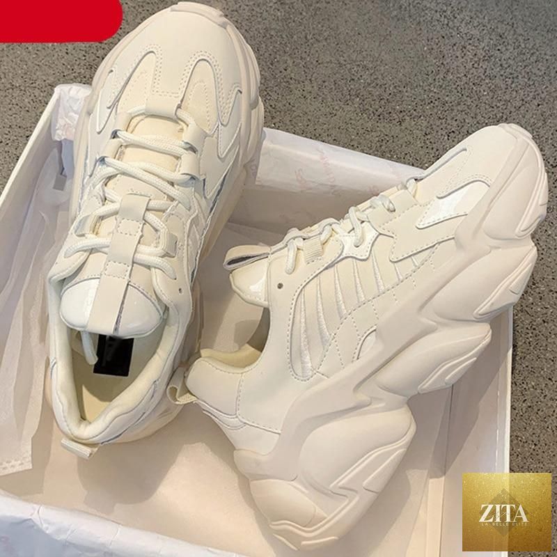 Stevvex women's elegant lace-up sneakers with thick platform, leather upper, casual design, lightweight and comfortable for walking.